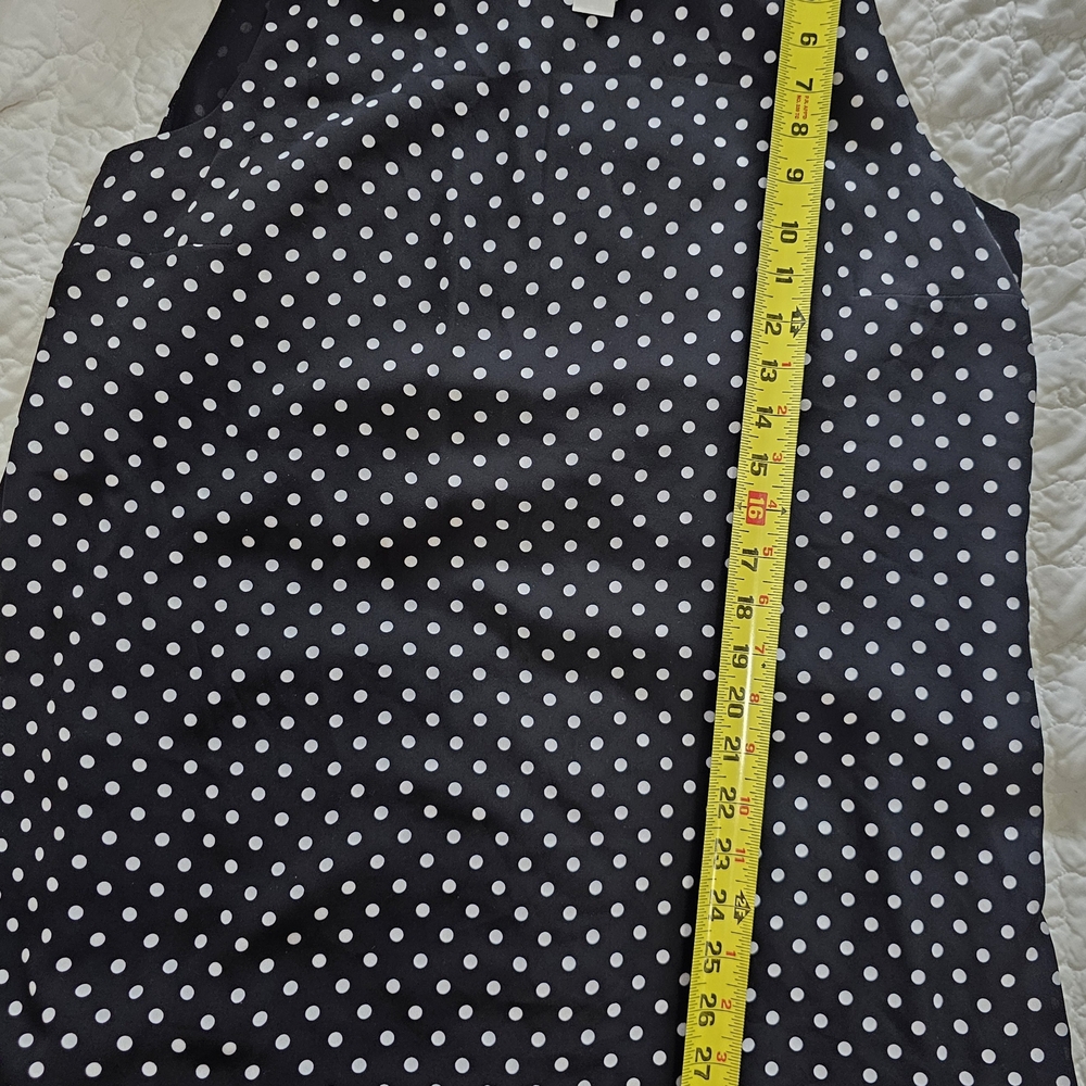 Chico's Black Tunic Tank Top with White Polka Dots Sz 2 12-14 - Picture 10 of 11